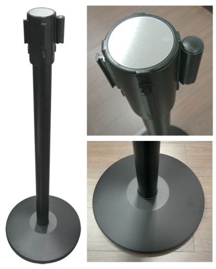 Black retractable belt barrier